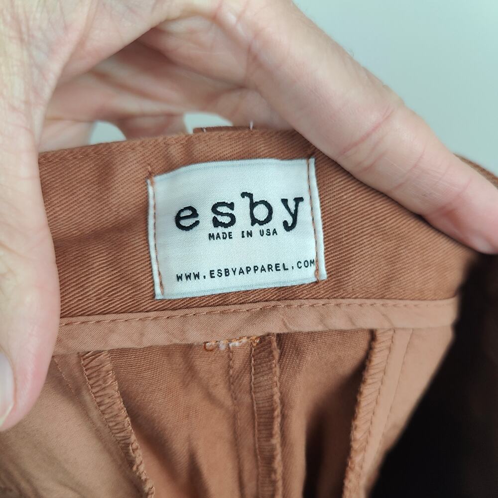 Esby Chino Pants Mens 34 Rust Clay Orange‎ Preppy Slow Fashion Minimalist FLAW - Picture 8 of 12
